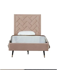 Manhattan Comfort Crosby Modern Twin-Size Velvet Upholstered Bedframe and Headboard