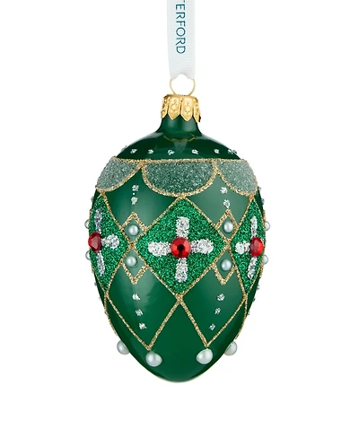 Waterford Holiday Heirlooms Green and Red Oval Bauble Ornament