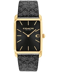 Coach Men's Elliot Black Leather Strap Watch, 32 x 36mm