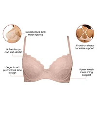 Parfait Women's Luxlacy Unlined Wired Bra, Desert Flower, 40H