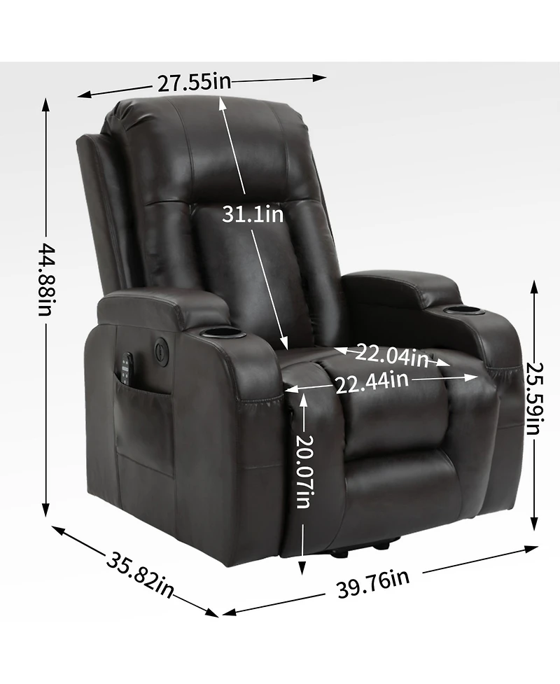 Clihome Infinite Position Up to 350 Lbs Power Lift Recliner Chair for Elderly Heavy Duty Motion Mechanism with 8 Point Vibration Massage and Lumbar He