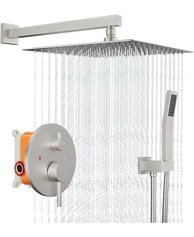 gaomon Bathroom Shower Faucet Set, 12 Inch Rainfall Shower Head With Handheld Combo, Wall Mounted Shower System Shower Fixtures With Pressure-Balanced