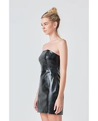 Grey Lab Women's Strapless Faux Leather Mini Dress
