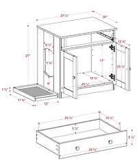 Palace Imports 100% Solid Wood Ziva 2-Door Cat Litter Box Enclosure with Catch