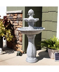 Sunnydaze Decor 45" H Outdoor Arcade 2-Tier Solar Water Fountain with Battery Backup and Led Light