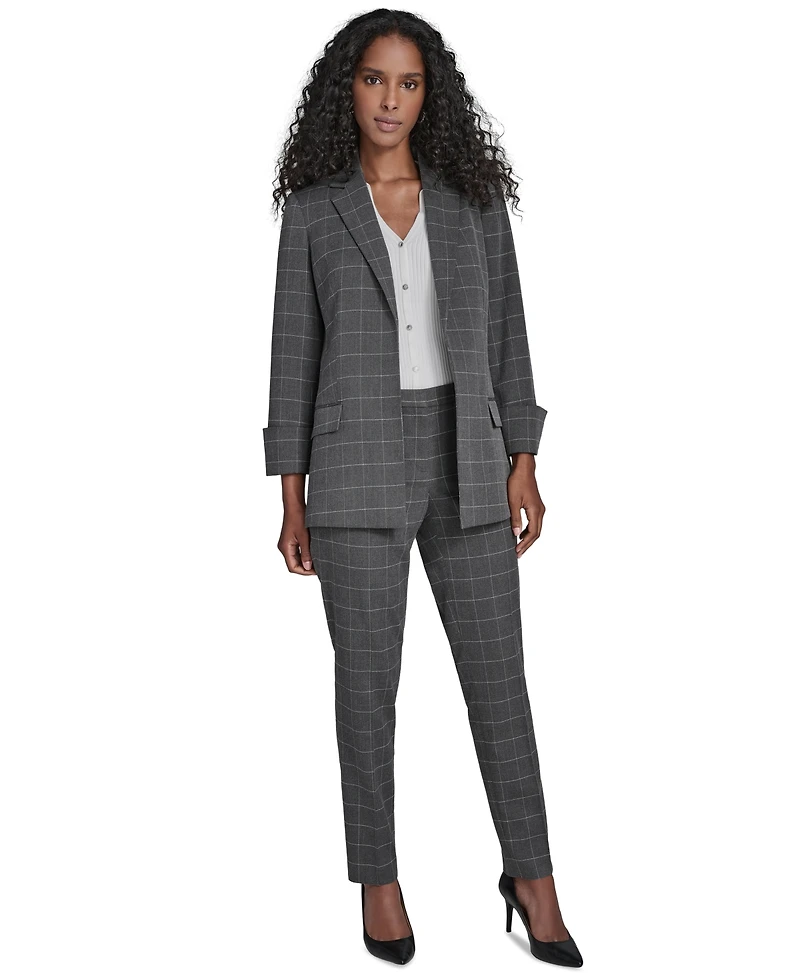 Calvin Klein Women's Windowpane Open Front Jacket