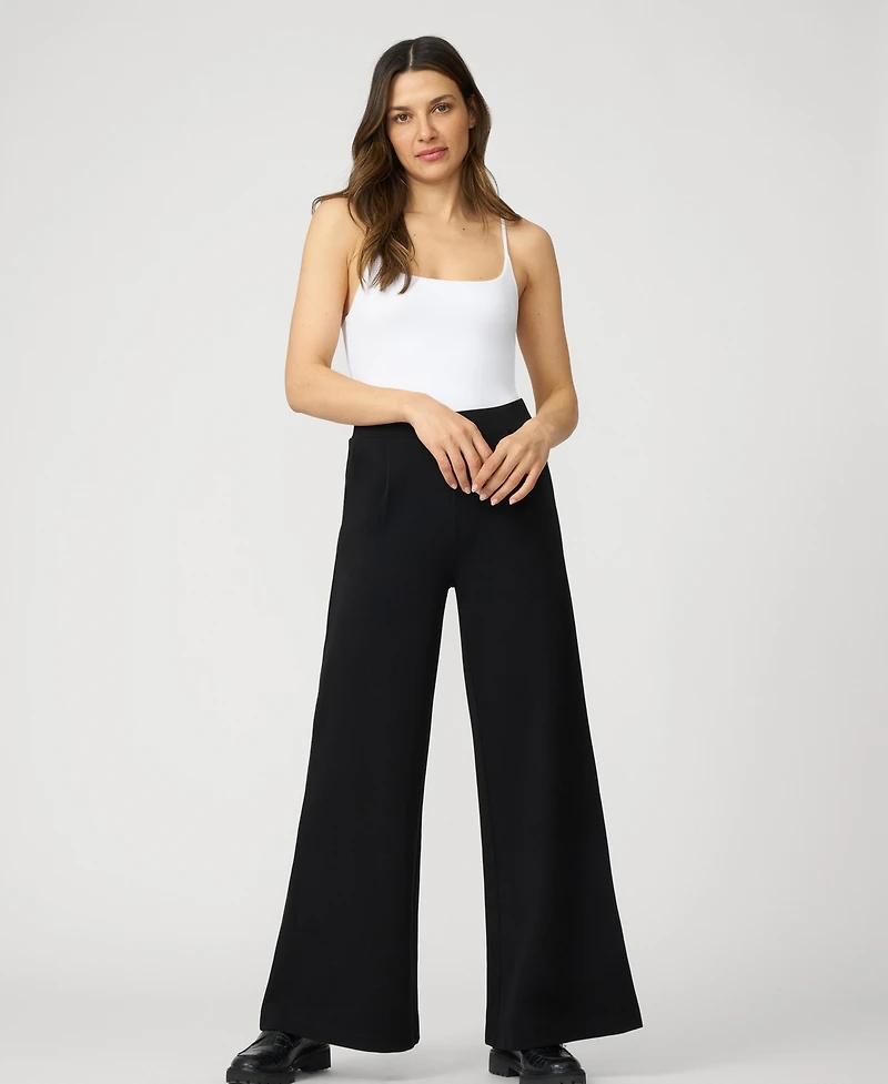 Cable & Gauge Women's Pleated Wide Leg Stretch Trouser