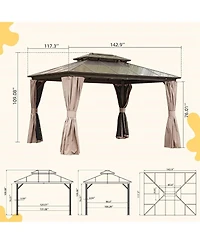 Clihome 11.9-ft x 9.77-ft Hardtop Gazebo Brown with Hardtop Roof
