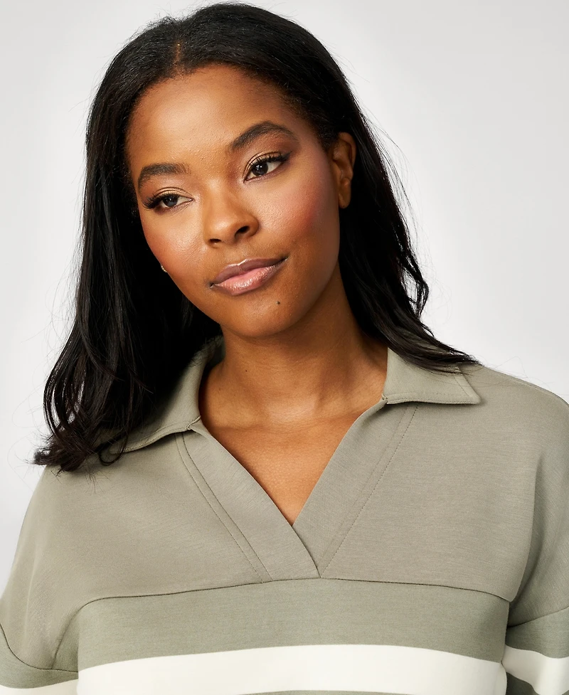 Cable & Gauge Women's Striped Polo Jogger Lounge Set