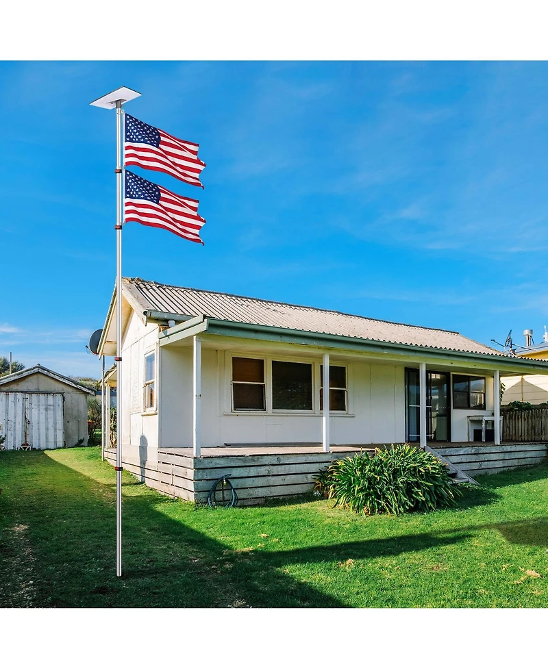 Yescom Ez Go 14ft Telescopic Flag Pole Kit with Starlink Gen3 Pipe Adapter for Outdoor Tailgate Party, Sliver