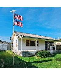 Yescom Ez Go 14ft Telescopic Flag Pole Kit with Starlink Gen3 Pipe Adapter for Outdoor Tailgate Party, Sliver