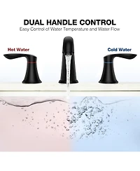 gaomon Bathroom Faucet, 8 Inch Bathroom Faucets for Sink 3 Hole, Widespread Matte Black Bathroom Faucet with Pop up Drain and cUPC Lead-Free Hose (Mat
