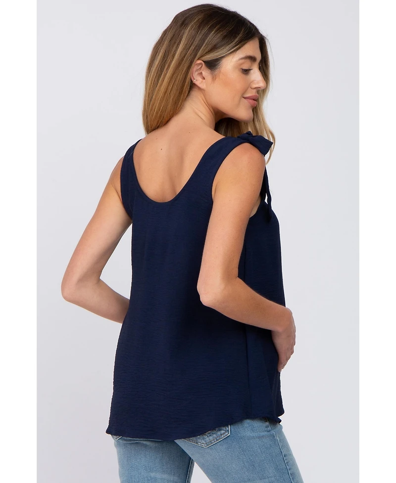 Pinkblush Maternity Navy Blue Shoulder Bow Tank Top