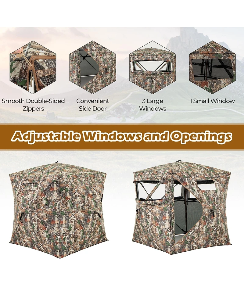 Mecale 360° One Way See Through Hunting Blind Ground Blind with Portable Carrying Bag