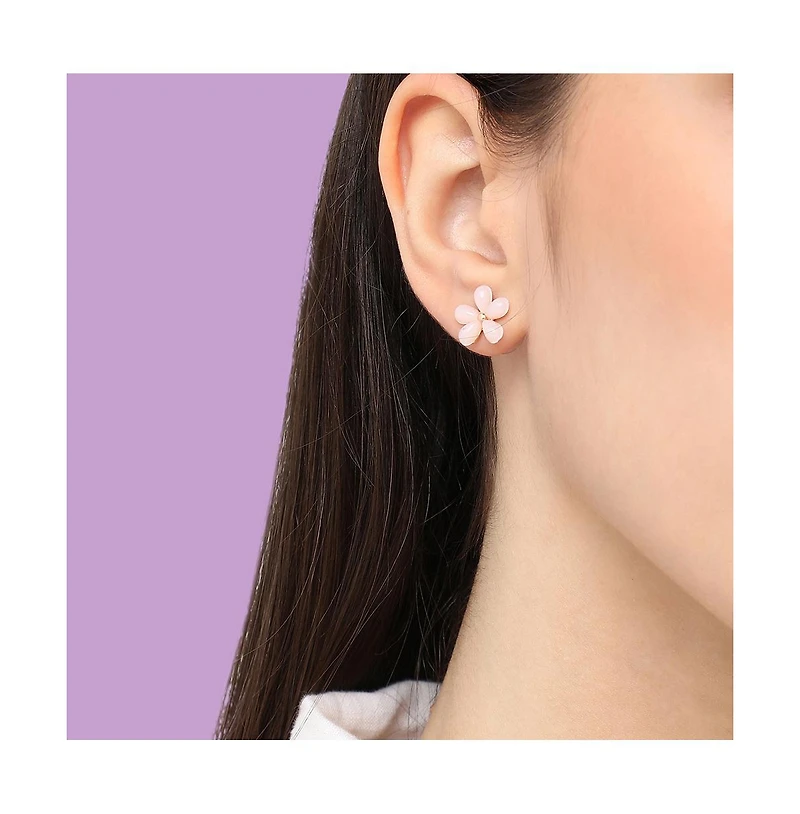 Sohi Women's Gold Floral Stud Earrings