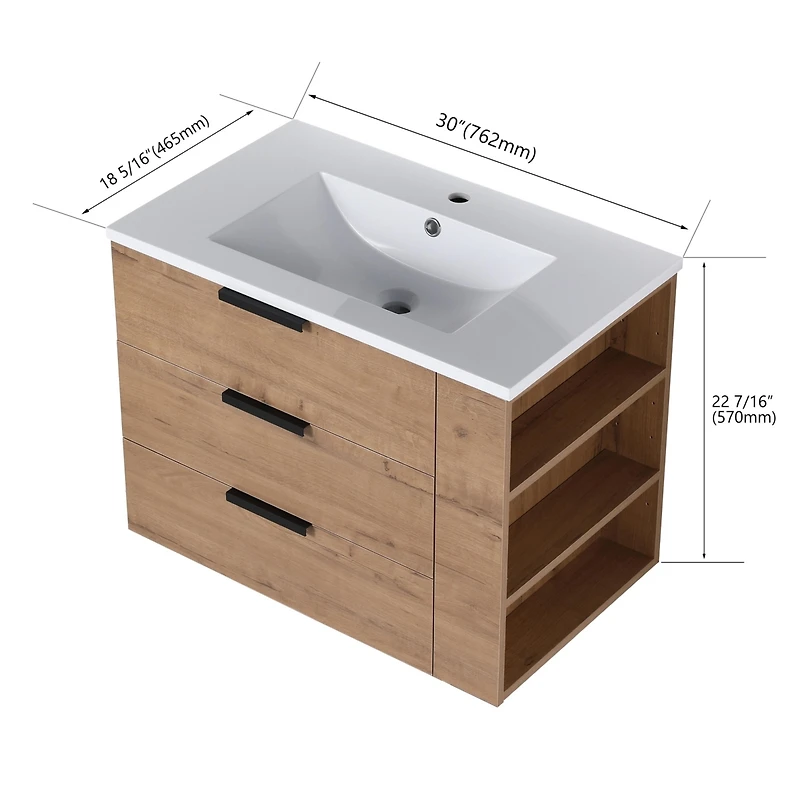 Streamdale Space-Saving Bathroom Vanity with Self-Closing Drawers