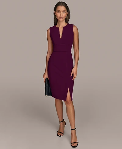 Donna Karan New York Women's Twist Hardware V-Neck Dress