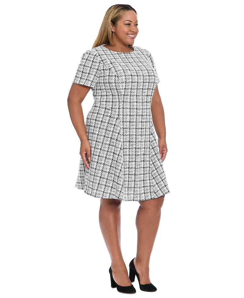 London Times Plus Crewneck Short Sleeve Dress