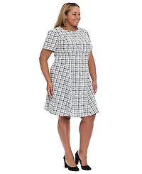 London Times Plus Crewneck Short Sleeve Dress