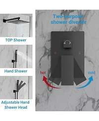 gaomon Bathroom Shower Faucet Set, 12 Inch Rainfall Shower Head With Handheld Combo, Wall Mounted Shower System Shower Fixtures With Pressure-Balanced