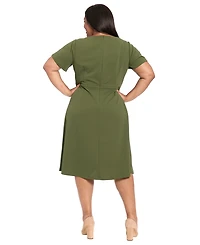 London Times Plus Fit and Flare Short Sleeve Dress