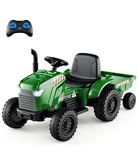 12V 2-in-1 Kids Ride On Tractor with Trailer and 3-Gear Shift