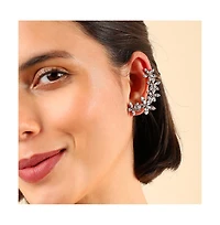 Sohi Women's Silver Embellished Cluster Earcuff Earrings