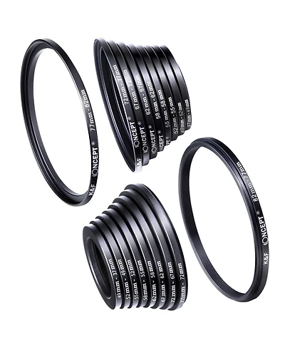 K&F Concept Filter Ring Adapter Set with 9x Step-Up Ring and 9x Step-Down Ring, 18-Pack