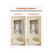 Slickblue Recessed Wall Medicine Cabinet with Side Mirrors and Lighting
