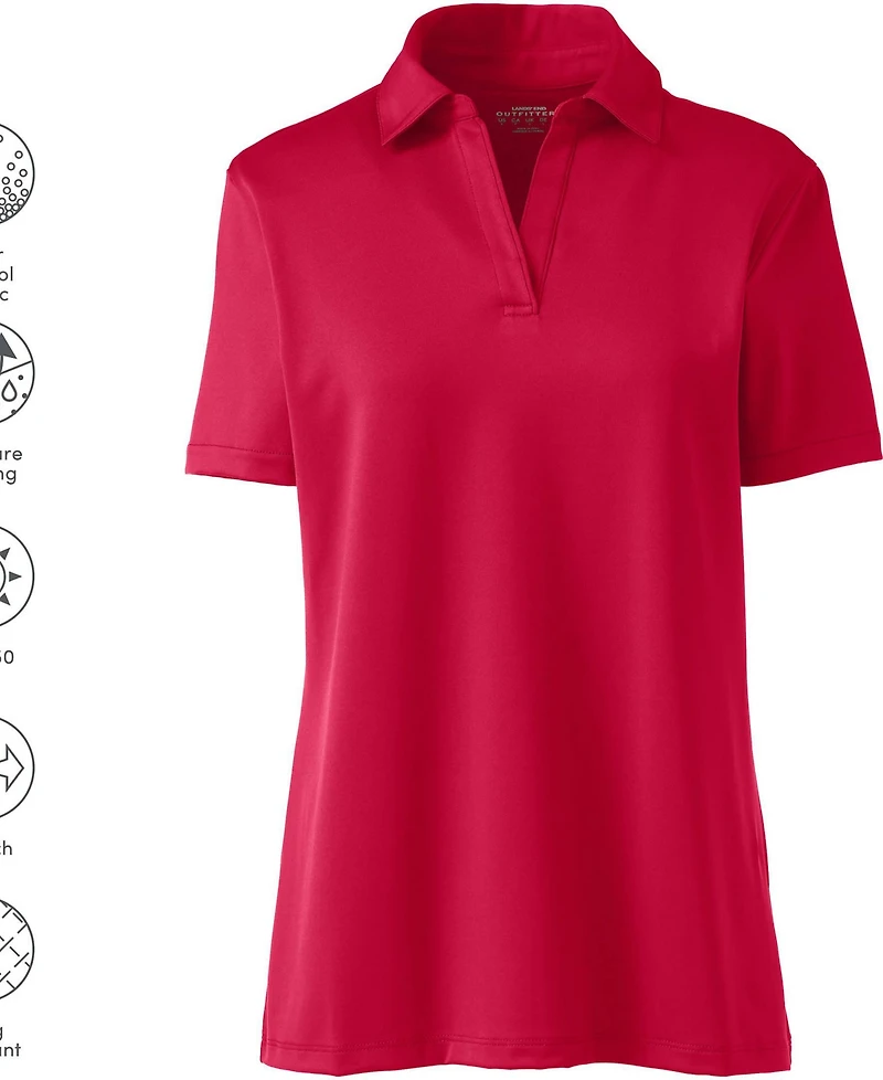Lands' End Women's Short Sleeve Rapid Dry Sport Neck Polo Shirt