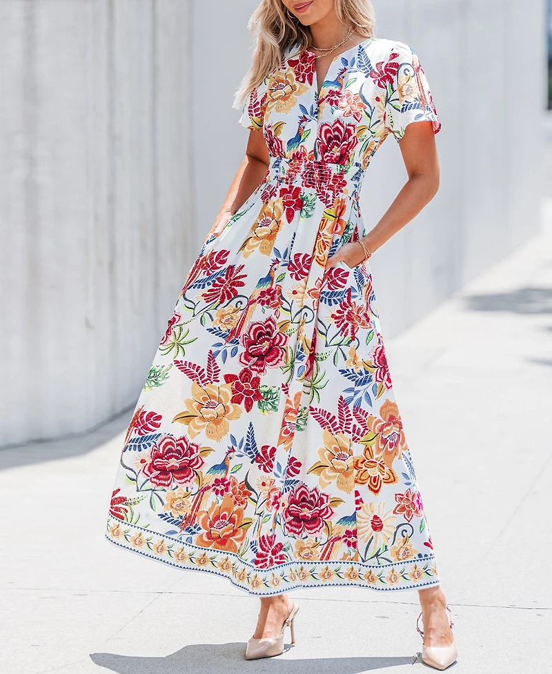 Cupshe Women's Floral Print Maxi Beach Dress