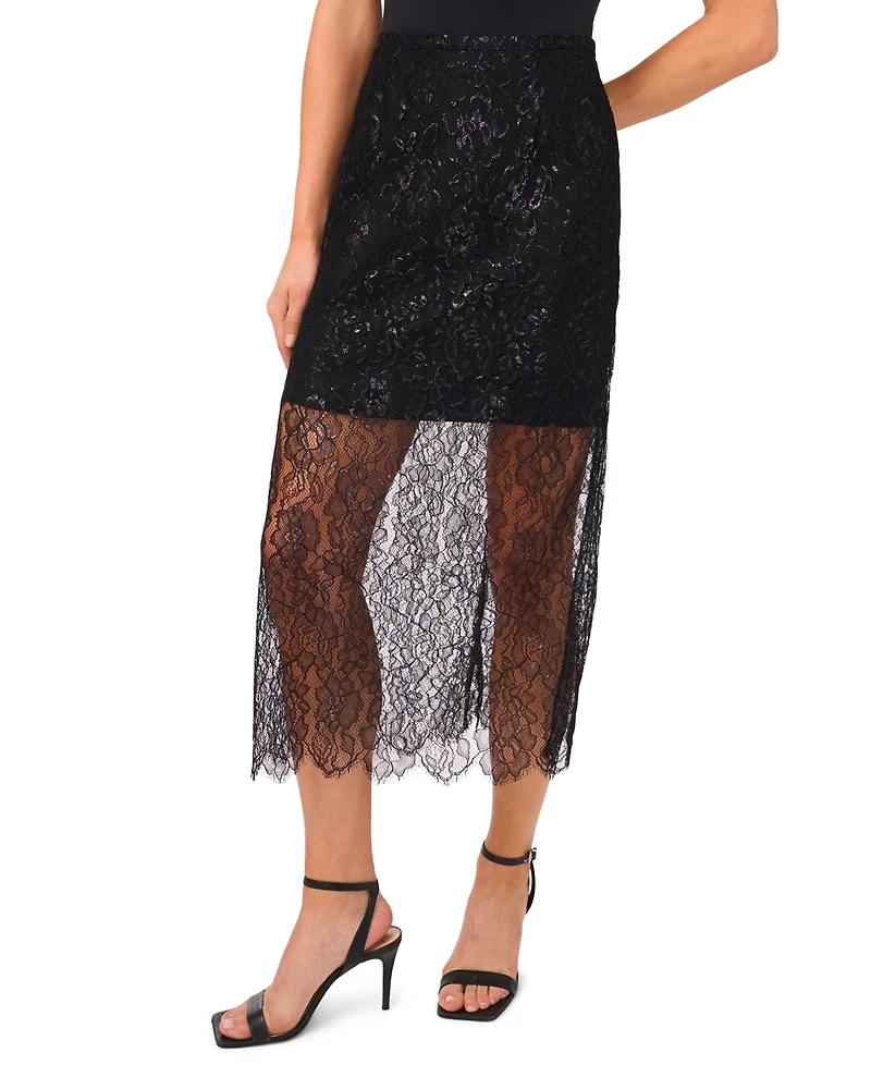CeCe Women's Midi Lace Ruffle Skirt