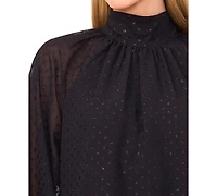 CeCe Women's Long-Sleeve Bow Neck Raglan Blouse