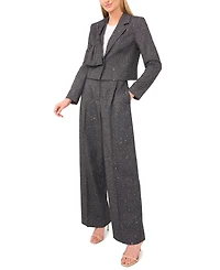 CeCe Women's Cropped Long Sleeve Lapel Bow Blazer