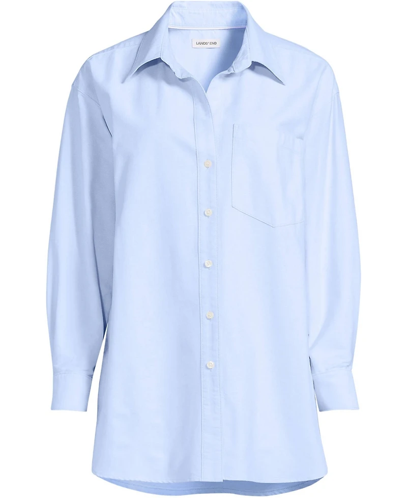 Lands' End Women's Oversized Oxford Button Front Shirt