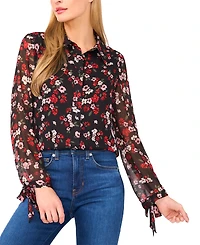 CeCe Women's Long Sleeve Button Down Blouse
