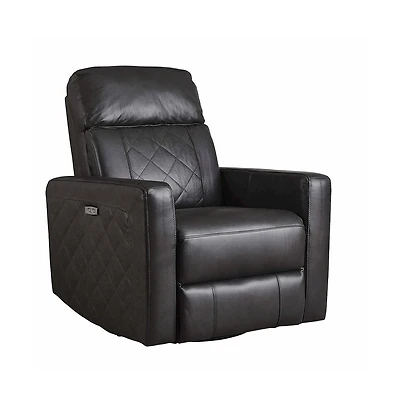 Westwood Design Soho Wood Leather Power-usb Glider Recliner in Oxford Gray