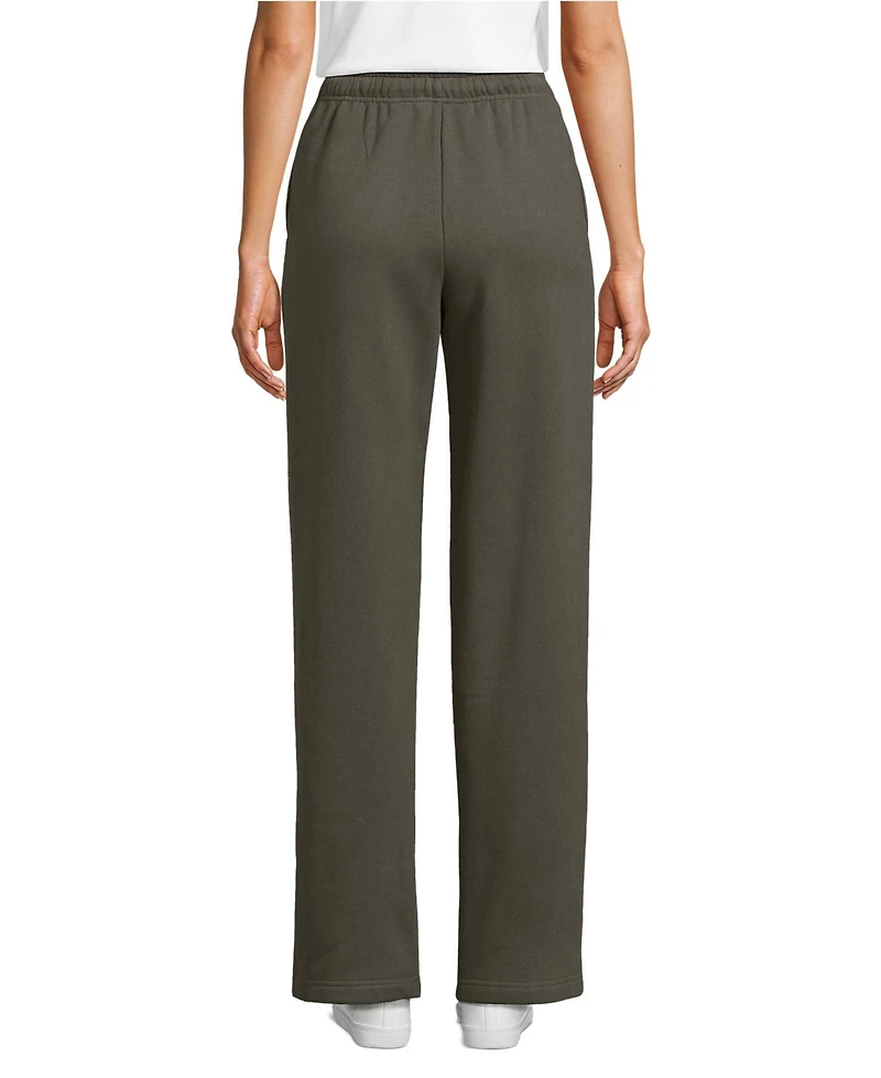 Lands' End Women's Petite Serious Sweats High Rise Relaxed Straight Leg Pants - Set Bottom