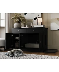 Palace Imports 100% Solid Wood Ziva 3-Door Cat Litter Box Enclosure with Catch