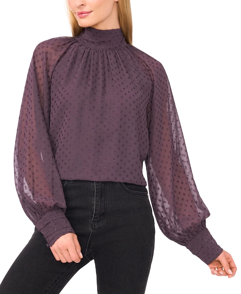 CeCe Women's Long-Sleeve Bow Neck Raglan Blouse