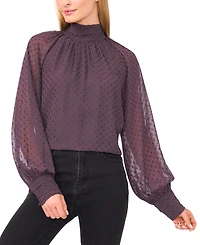 CeCe Women's Long-Sleeve Bow Neck Raglan Blouse