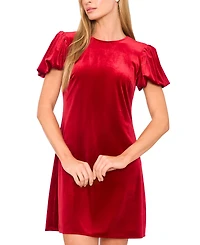 CeCe Women's Velvet Bubble-Sleeve Mini Dress