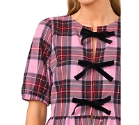 CeCe Women's Short Sleeve Peplum Top with Bows