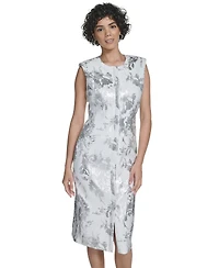 Calvin Klein Women's Sleeveless Foil Printed Sheath Dress