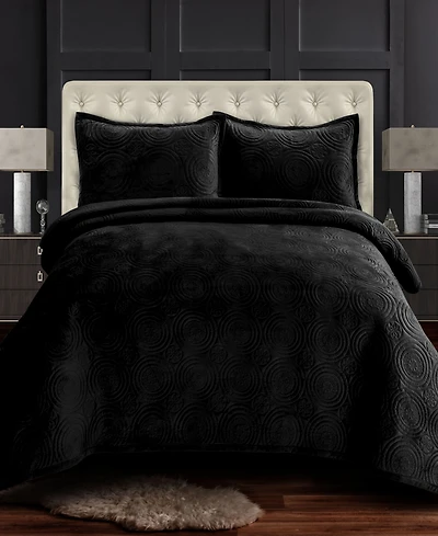 Tribeca Living Capri Medallion Velvet Oversized Solid piece Quilt Set