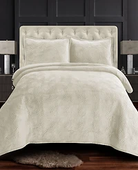 Tribeca Living Capri Medallion Velvet Oversized Solid piece Quilt Set