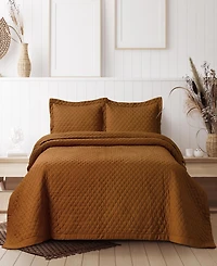 Tribeca Living Brisbane Microfiber Solid Oversized Quilt Set