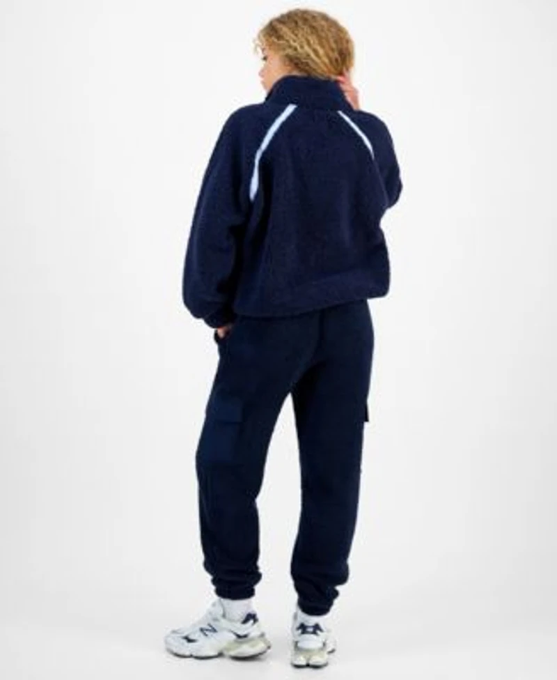 Hiippie Rose Juniors Half Zip Sherpa Fleece Top Sherpa Fleece Cargo Pants