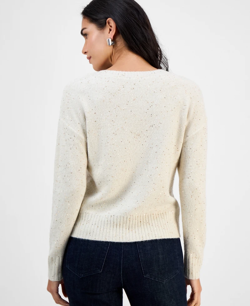 I.n.c. International Concepts Petite Roving Sequin V-Neck Sweater, Macy's Exclusive