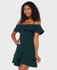 B Darlin Juniors' Ruffled Off-The-Shoulder Dress